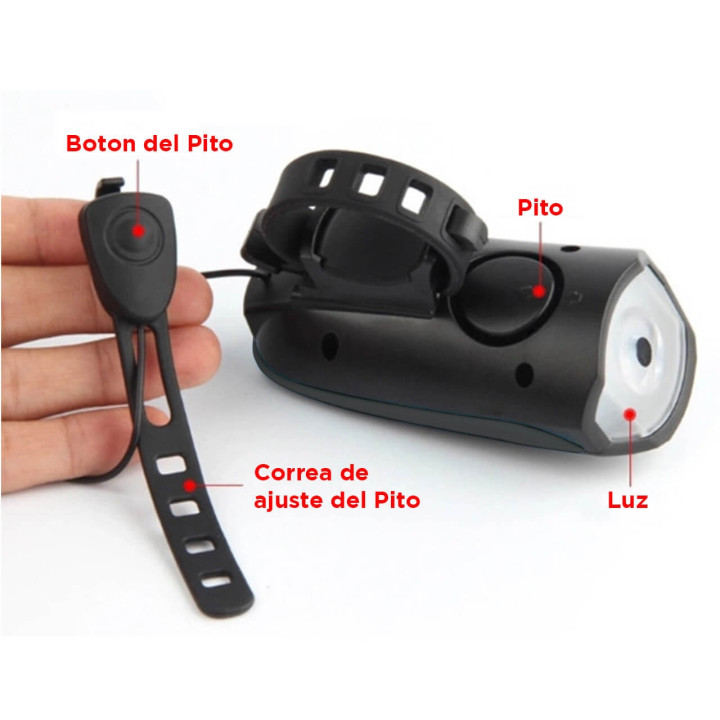 Luz Recargable Para Bicicleta Con  Bocina