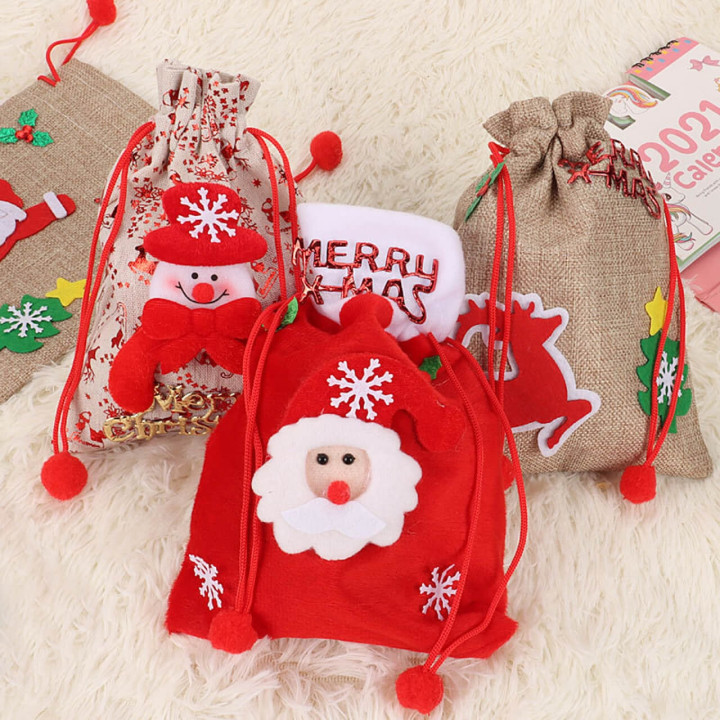 Bolsa En Tela Navidad