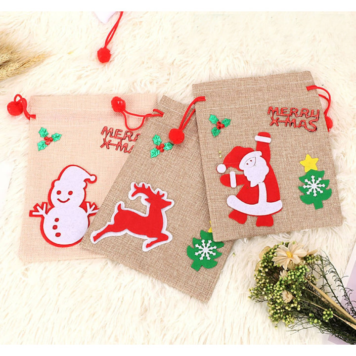 Bolsa En Tela Navidad