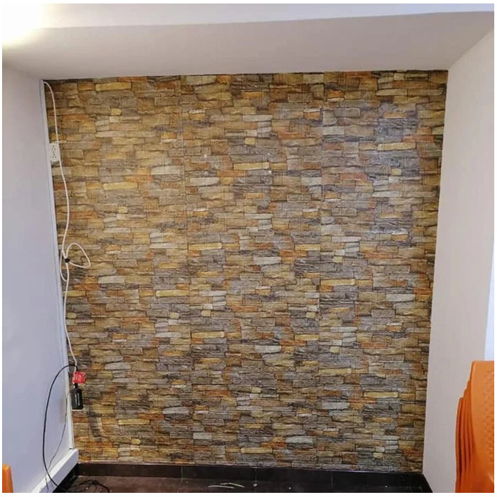 PANEL ADHESIVO 3D PARA PARED PIEDRA NARANJA