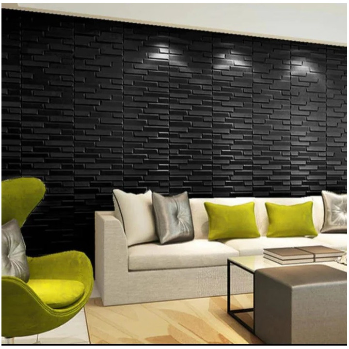PANEL ADHESIVO 3D PARA PARED OBLICUO NEGRO