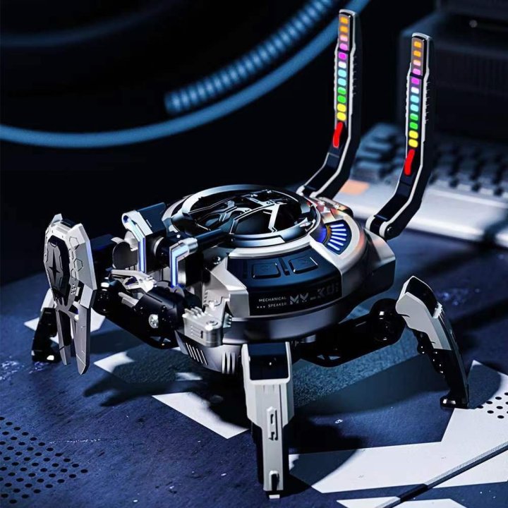 Parlante Bluetooth Cangrejo Robótico con Subwoofer y Luces RGB